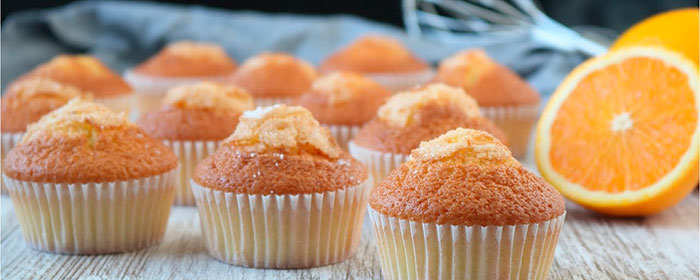 Magdalenas de naranja y canela