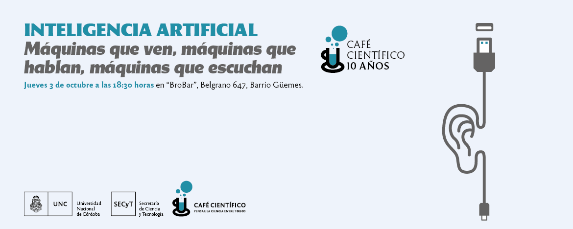 Banner de difusión del Café Científico sobre Inteligencia Artificial