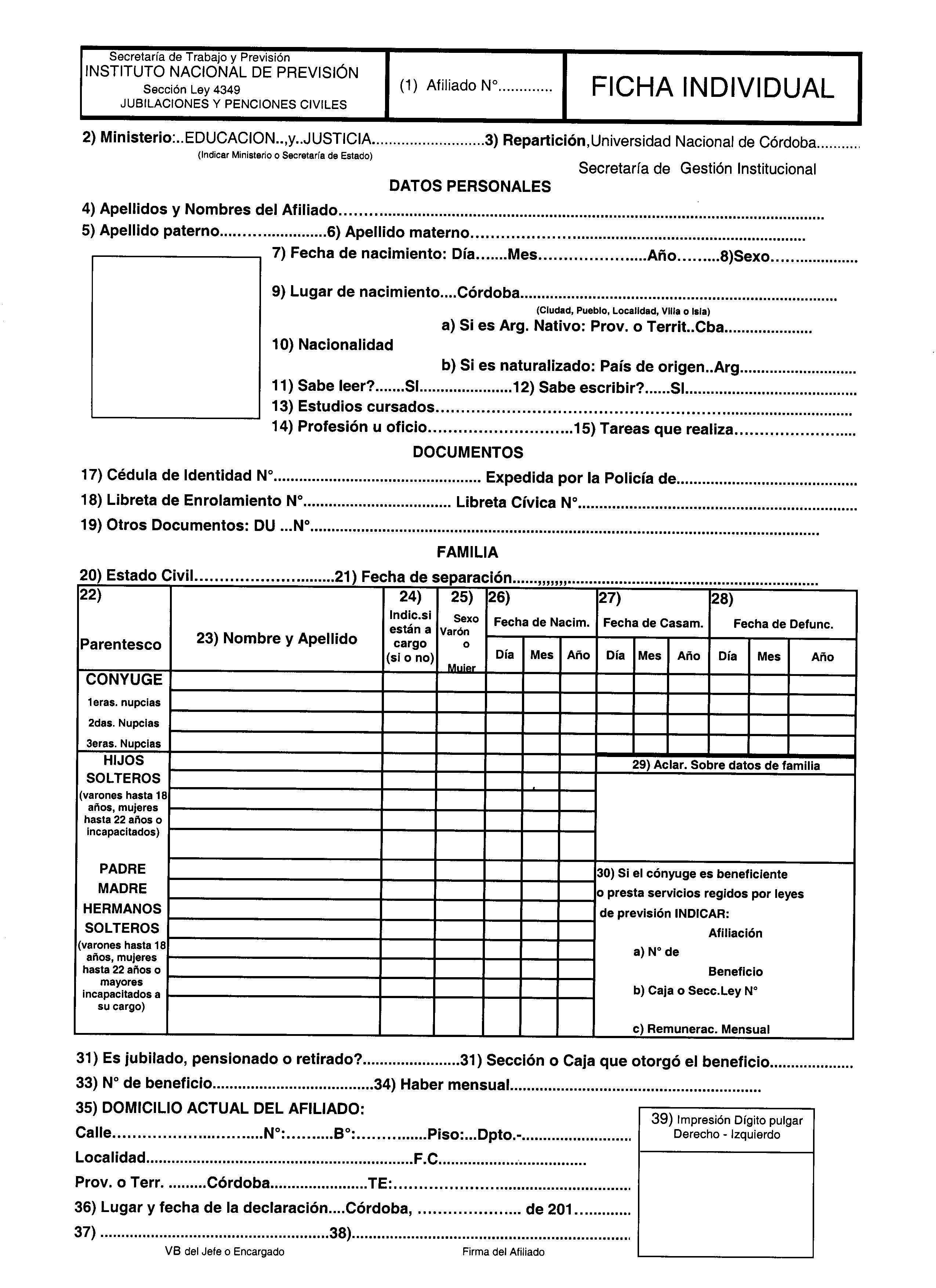 Documentación para ingresar a la UNC  Universidad 